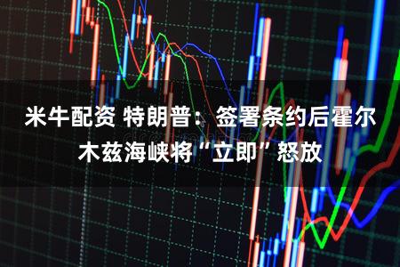 米牛配资 特朗普：签署条约后霍尔木兹海峡将“立即”怒放