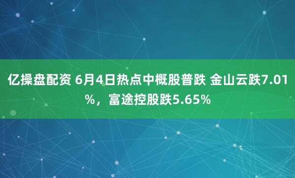 亿操盘配资 6月4日热点中概股普跌 金山云跌7.01%，富途控股跌5.65%