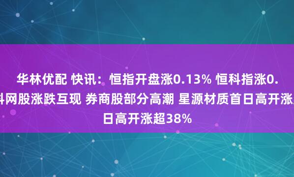 华林优配 快讯：恒指开盘涨0.13% 恒科指涨0.04% 科网股涨跌互现 券商股部分高潮 星源材质首日高开涨超38%